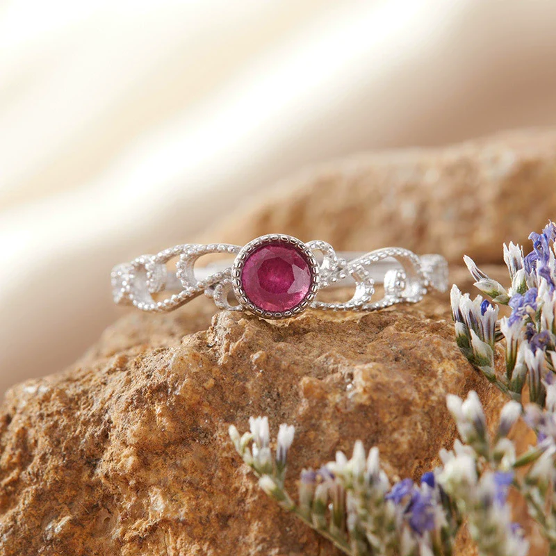 Women's S925 Sterling Silver Wave Shaped Gem Set Ring With Natural Sapphire Ruby Topa Garnet Olivine - Image 4