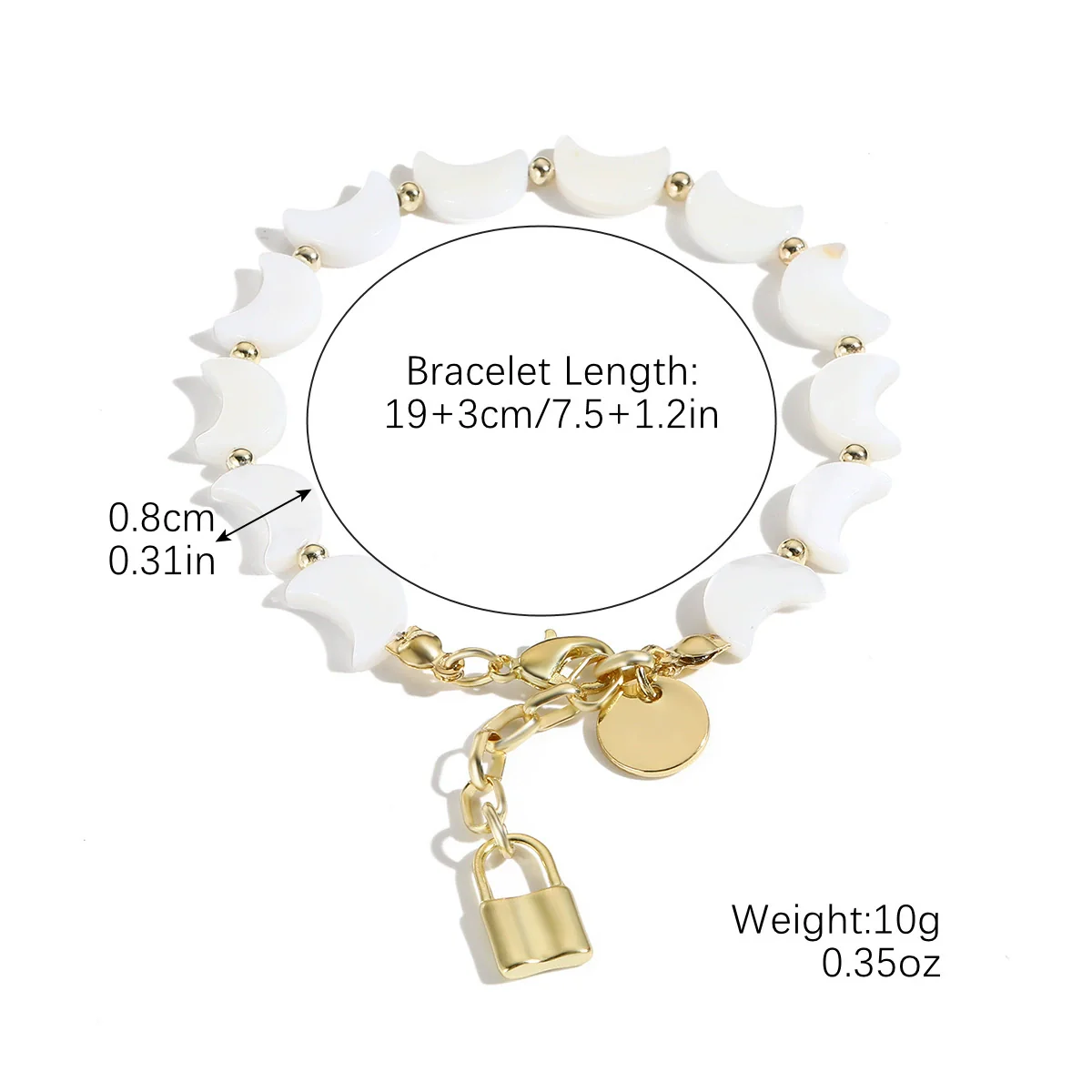 Women's Shell Bracelet With Heart Bow Star Geometric Patterns Electroplated - Image 6
