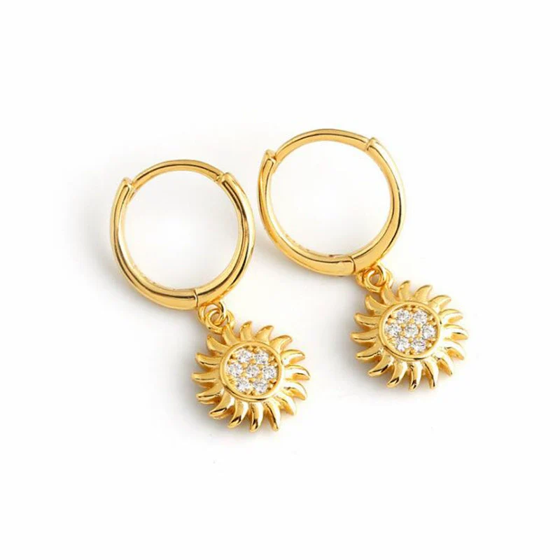 Women's Silver Needle Copper Flower And Geometric Style Earrings
