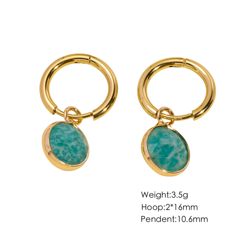 Women's Simple Geometric Natural Stone And Copper Earrings Set With Gemstones - Image 6