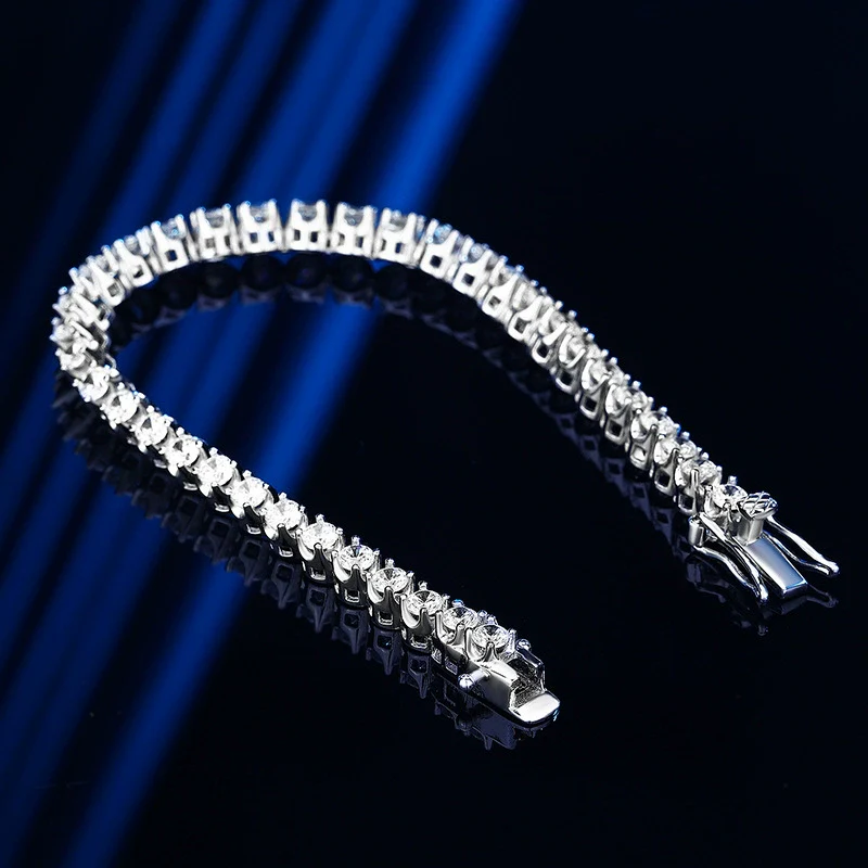 Women's Simple Sterling Silver Geometric High Carbon Diamond Bracelet - Image 2