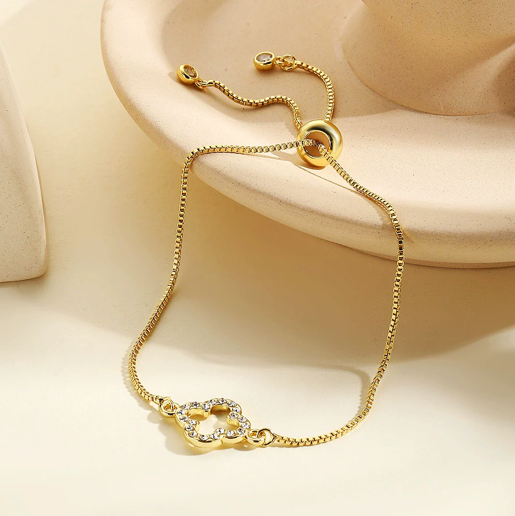 Women's Simple Zinc Alloy Fourleaf Clover Geometric Pattern Electroplated Bracelet - Image 4