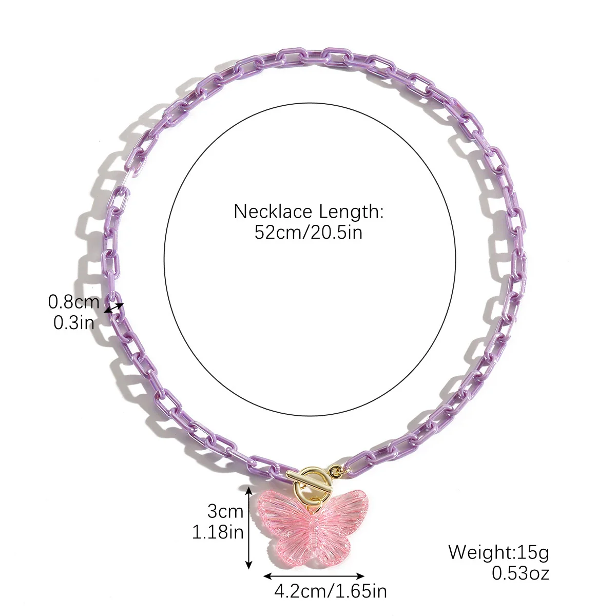 Women's Small Fresh Acrylic Butterfly Necklace With Geometric Pattern And Electroplating Process - Image 6