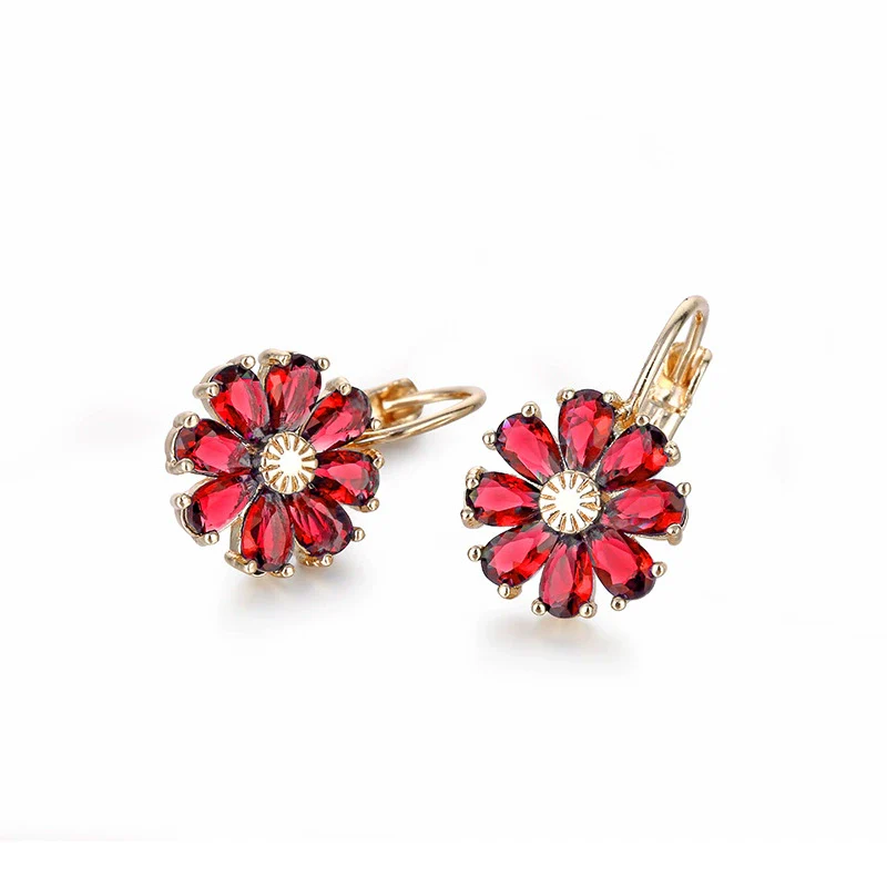 Women's Small Fresh Flower Design Zircon Earrings Made Of Environmental Protection Copper With Diamond Treatment - Image 4