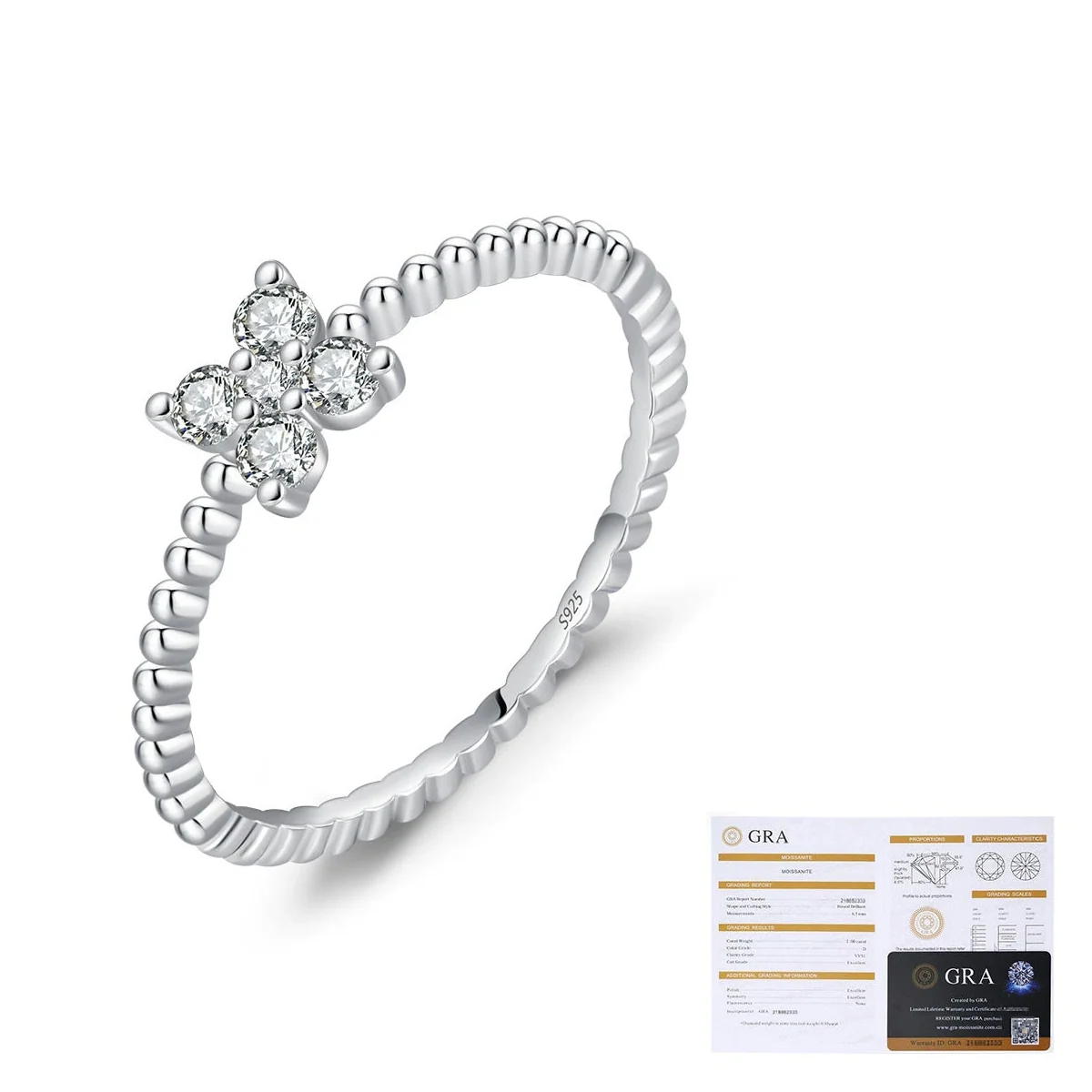 Women's Small Fresh Mori Style Four Leaf Clover Diamond Two Color Ring In S925 Sterling Silver - Image 5