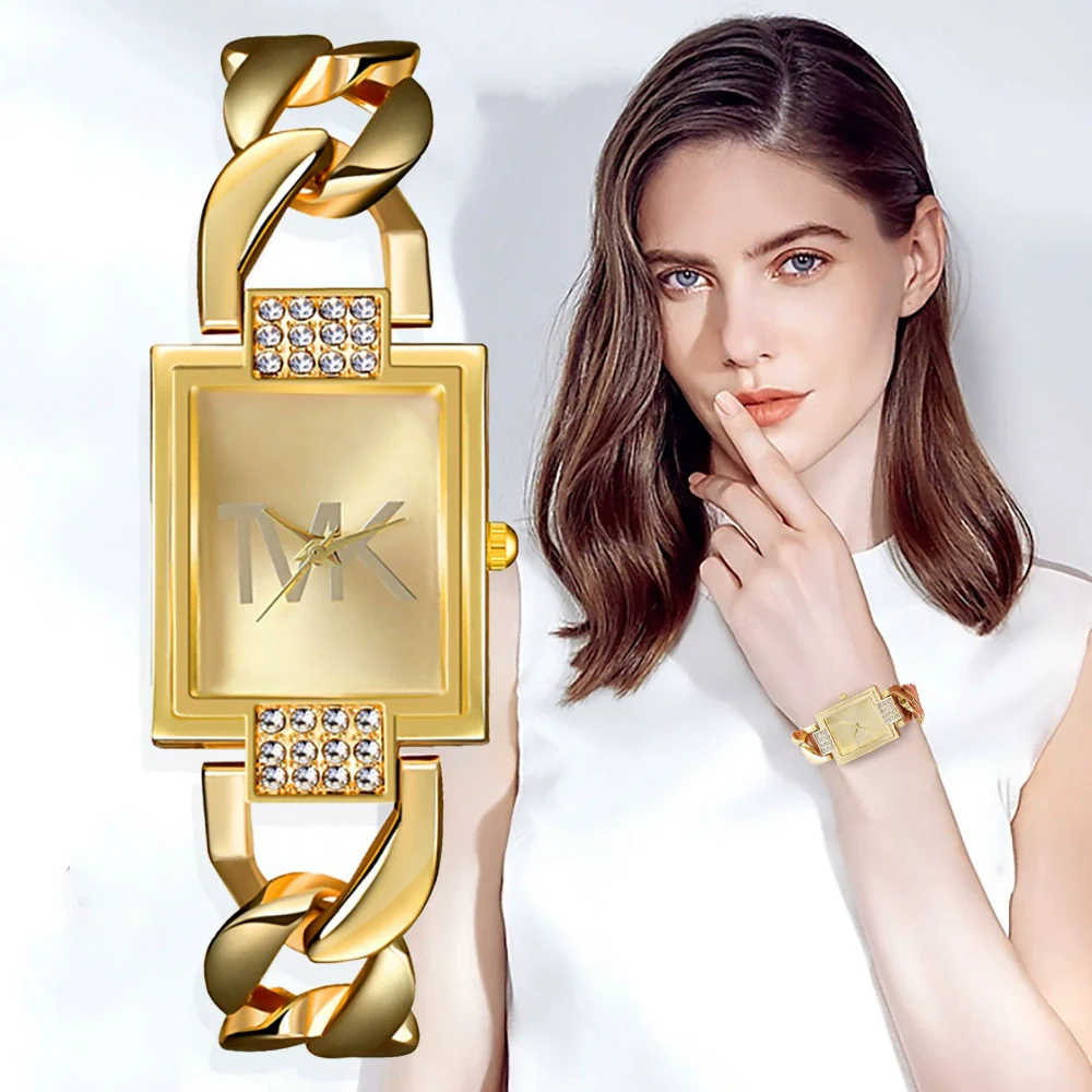 Women's Square Alloy And Stainless Steel Quartz Watch With Casual Style