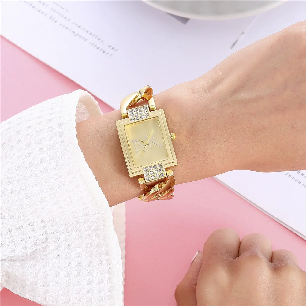 Women's Square Alloy And Stainless Steel Quartz Watch With Casual Style - Image 2