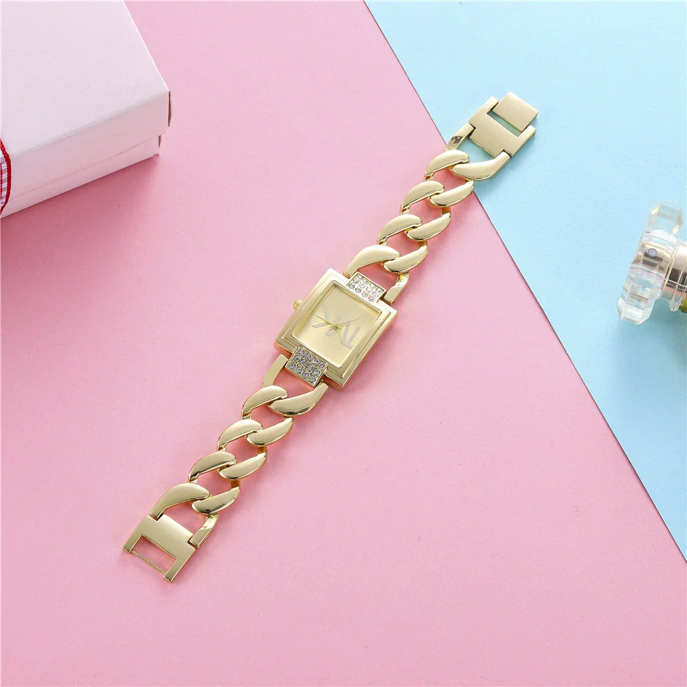 Women's Square Alloy And Stainless Steel Quartz Watch With Casual Style - Image 3