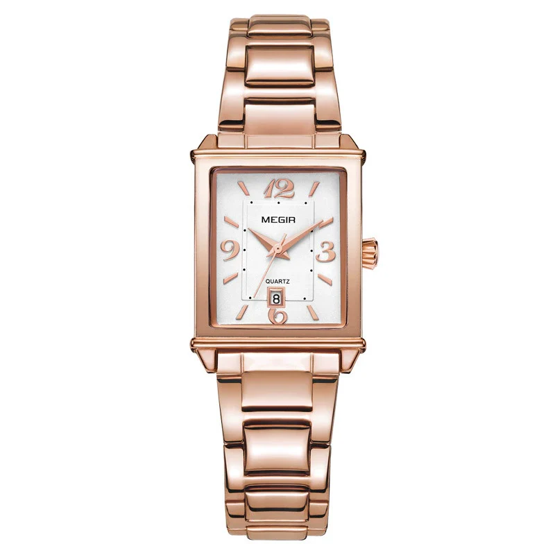 Women's Square Alloy Case Stainless Steel Band Retro Fashion Quartz Watch With Imported Movement And Calendar - Image 2