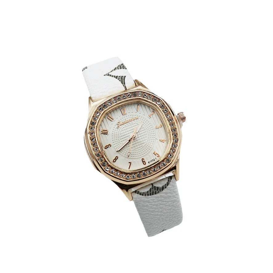 Women's Square Alloy Pu Leather Quartz Watch With Spiral Crown And Pin Buckle - Image 5