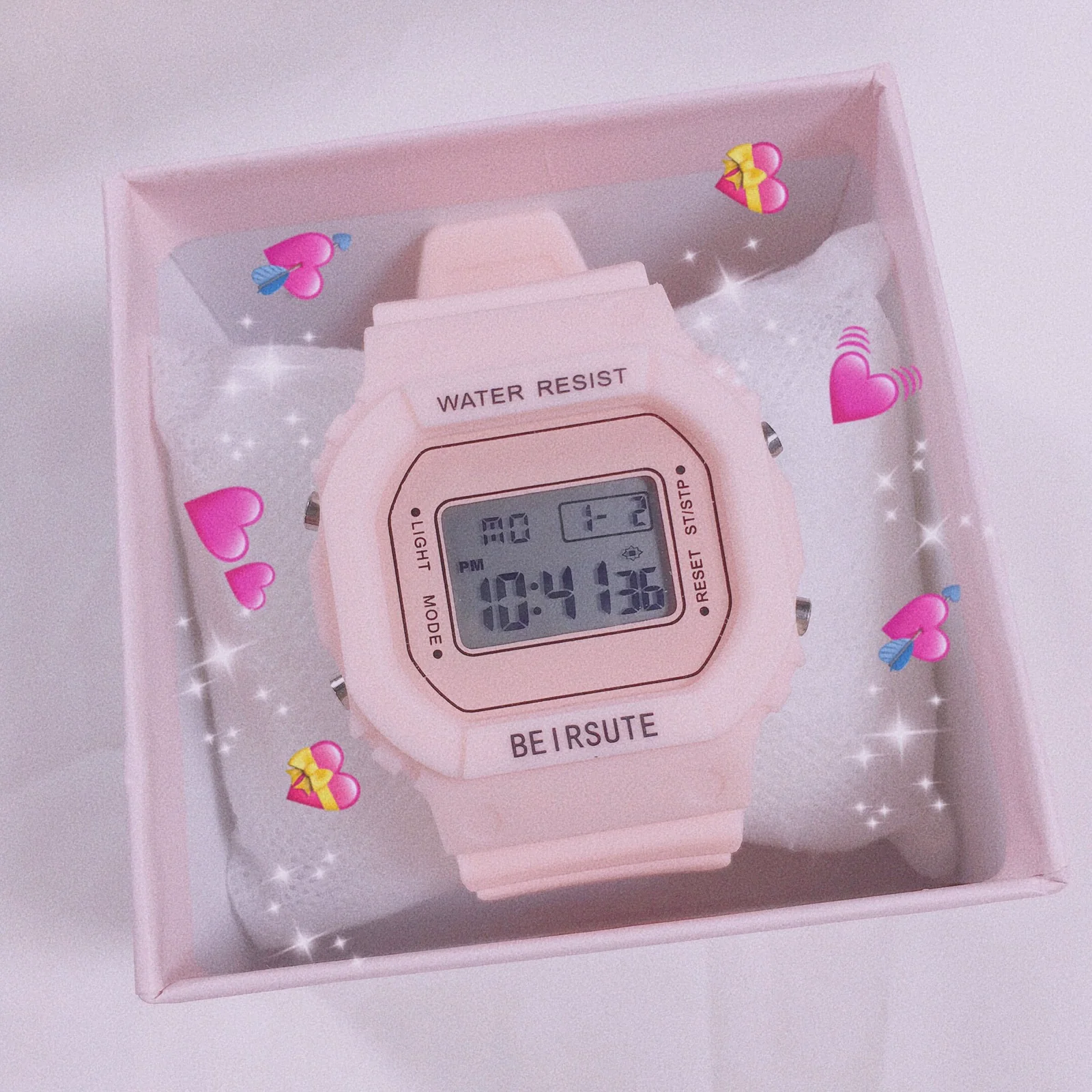Women's Square Electronic Watch Plastic Case Silicone Strap Stainless Steel Clasp Leisure Style - Image 2