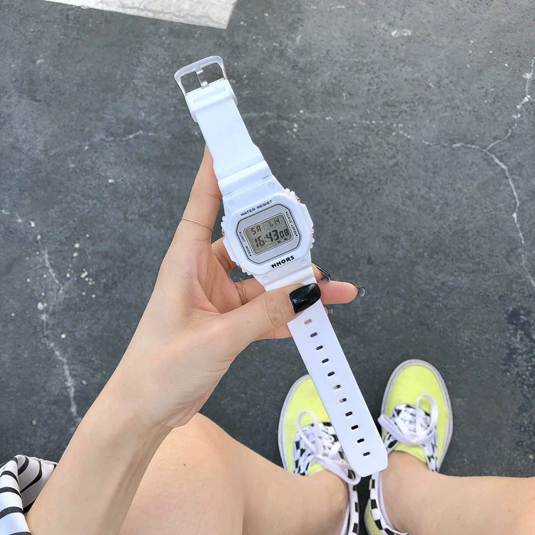 Women's Square Electronic Watch Plastic Case Silicone Strap Stainless Steel Clasp Leisure Style - Image 3
