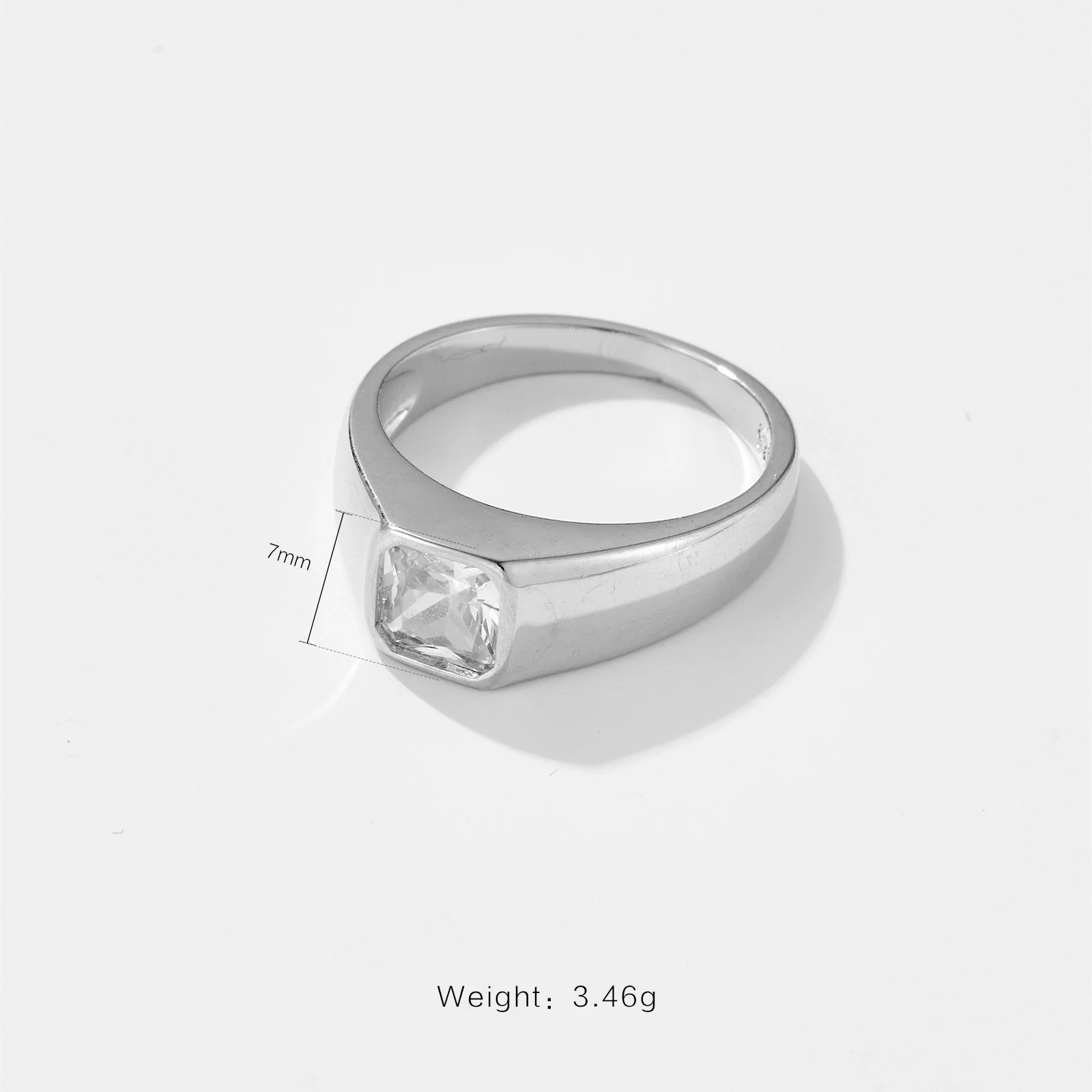 Women's Square Microinlaid Zircon Ring Copper Electroplated Platinum 18K Gold Fashion Geometric Jewelry - Image 4