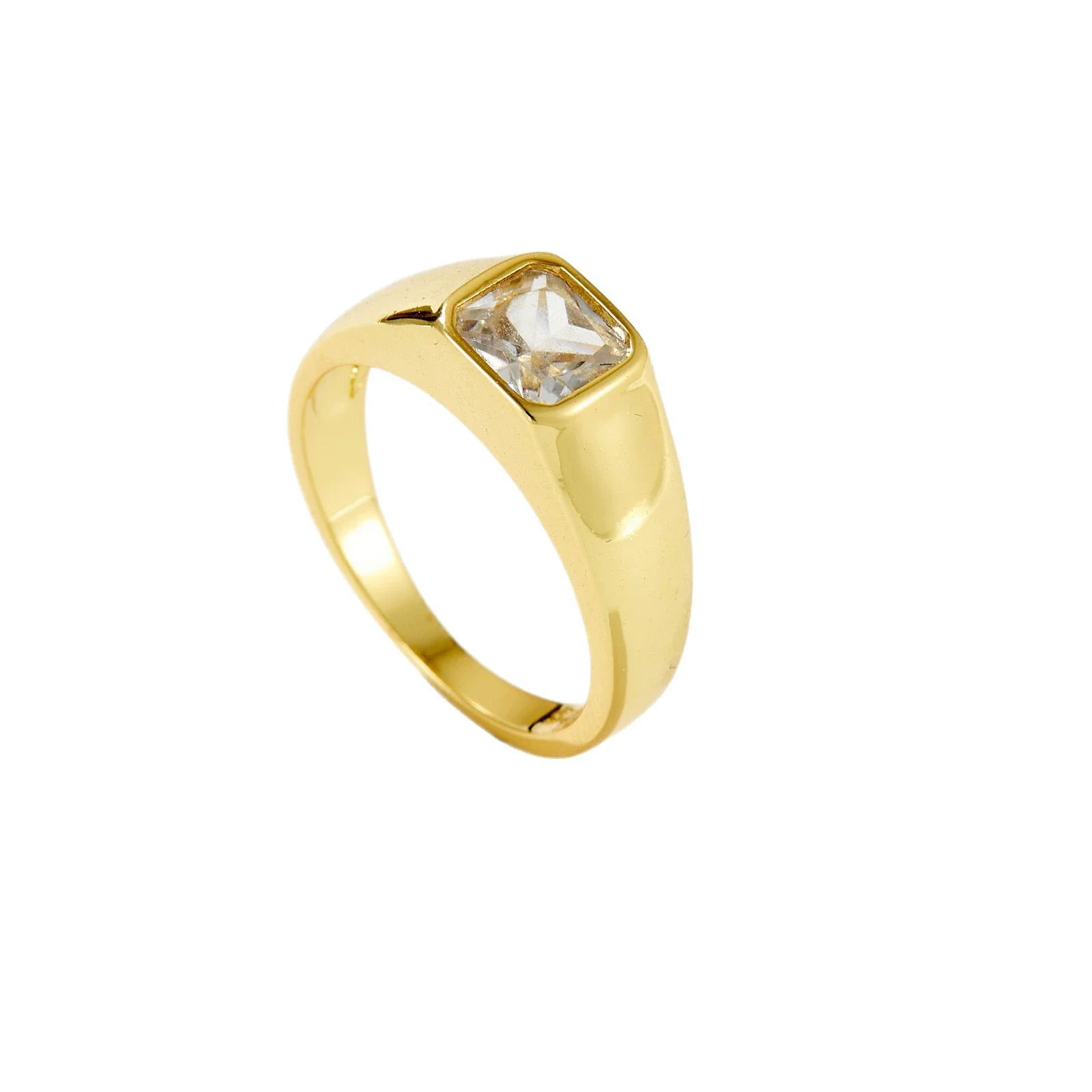 Women's Square Microinlaid Zircon Ring Copper Electroplated Platinum 18K Gold Fashion Geometric Jewelry - Image 5