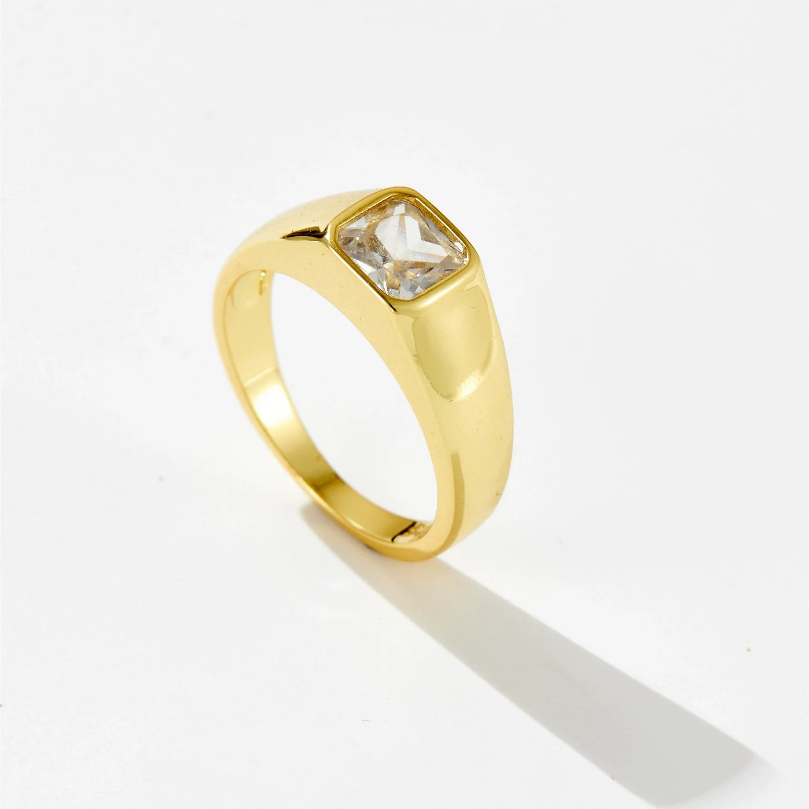 Women's Square Microinlaid Zircon Ring Copper Electroplated Platinum 18K Gold Fashion Geometric Jewelry - Image 7