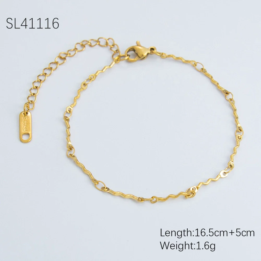 Women's Stainless Steel And 18K Electroplated Wave Pattern Jewelry Bracelet - Image 9