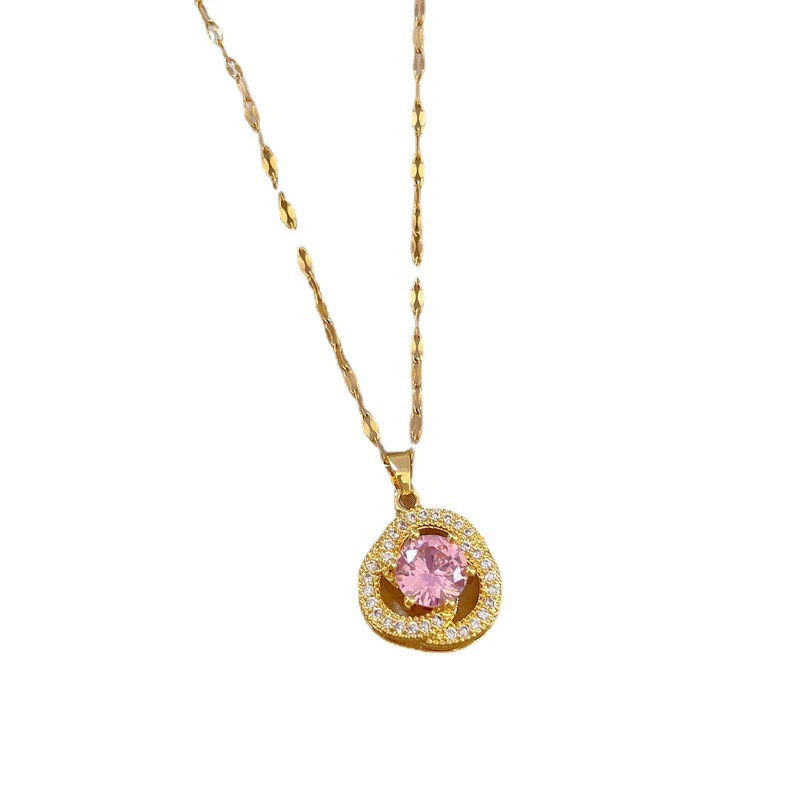 Women's Stainless Steel And Copper Geometric Electroplated Necklace - Image 5