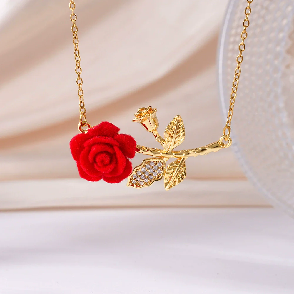 Women's Stainless Steel And Copper Light Luxury Necklace With Flower Pattern And Mixed Gemstone Setting Electroplated - Image 6