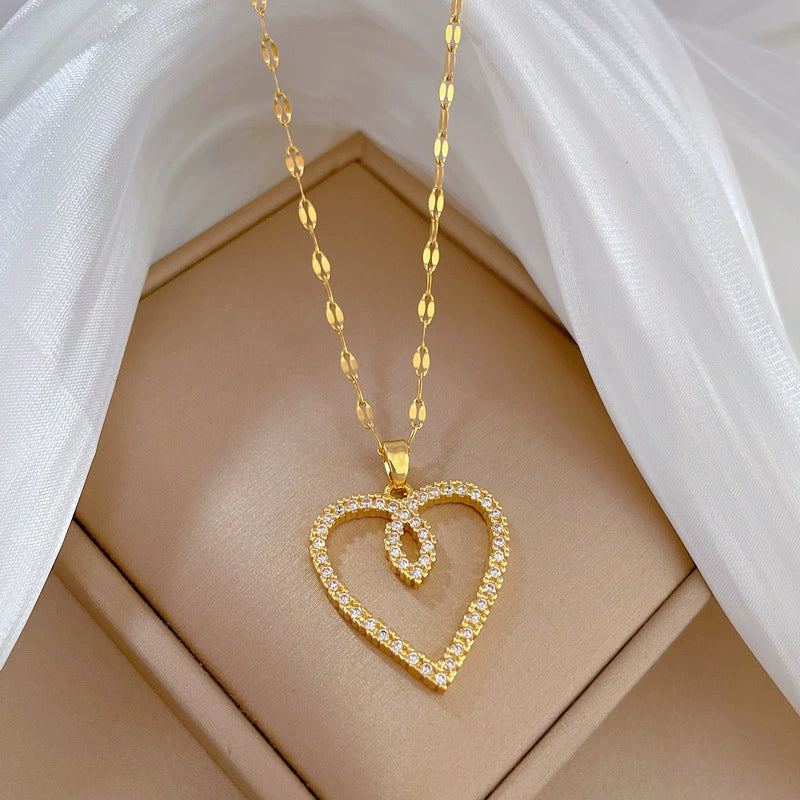 Women's Stainless Steel And Copper Necklace With Geometric Pattern And Electroplating Treatment - Image 4