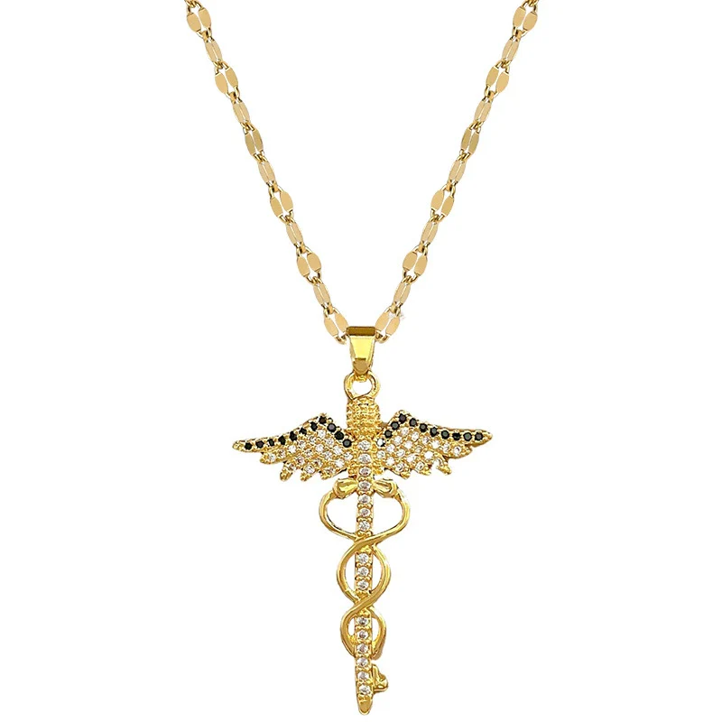 Women's Stainless Steel And Copper Necklace With Rotating Dragonfly Pendant Geometric Style Electroplating - Image 4
