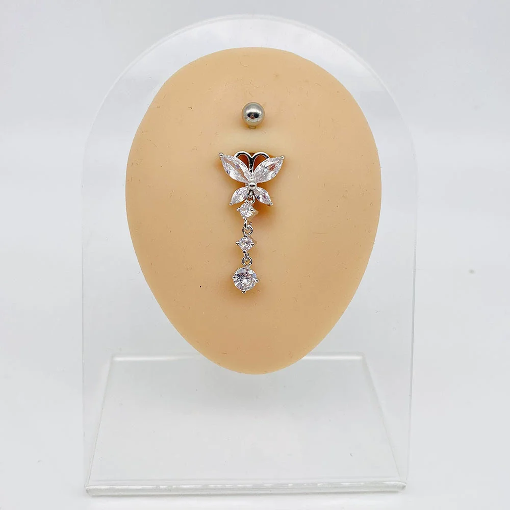 Women's Stainless Steel Butterfly Heart Tree Of Life Navel Ring Piercing Jewelry Electroplated - Image 10