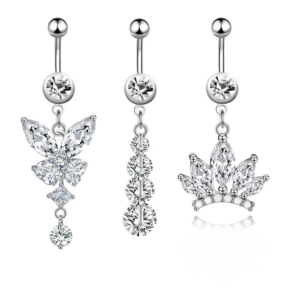 Women's Stainless Steel Butterfly Heart Tree Of Life Navel Ring Piercing Jewelry Electroplated - Image 5
