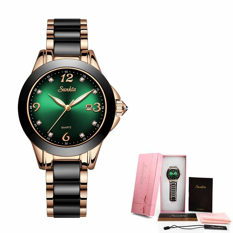 Women's Stainless Steel Case Ceramic Strap Round Dial Fashion Watch - Image 8