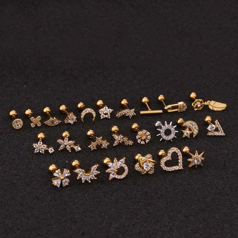 Women's Stainless Steel Flower Stud Earrings Inlaid With Zircon - Image 2