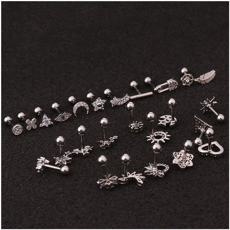 Women's Stainless Steel Flower Stud Earrings Inlaid With Zircon - Image 5