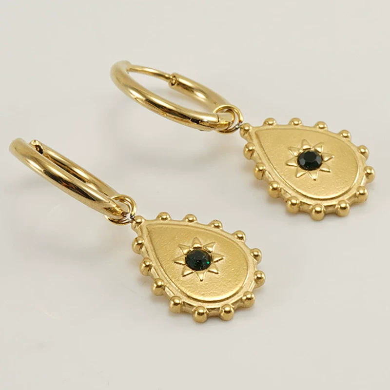 Women's 316L Stainless Steel Geometric Diamond Earrings 18K Gold Plated - Image 9