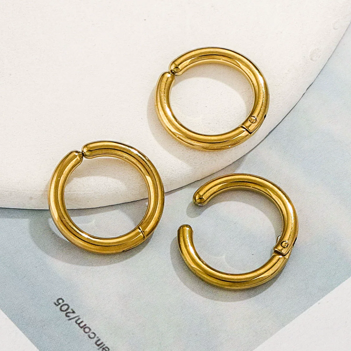Women's Stainless Steel Geometric Fish Pattern Electroplated Circle Square Line Earrings - Image 4