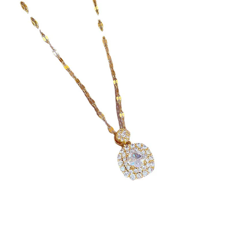 Women's Stainless Steel Geometric Light Luxury Style Micro Diamond Necklace - Image 5