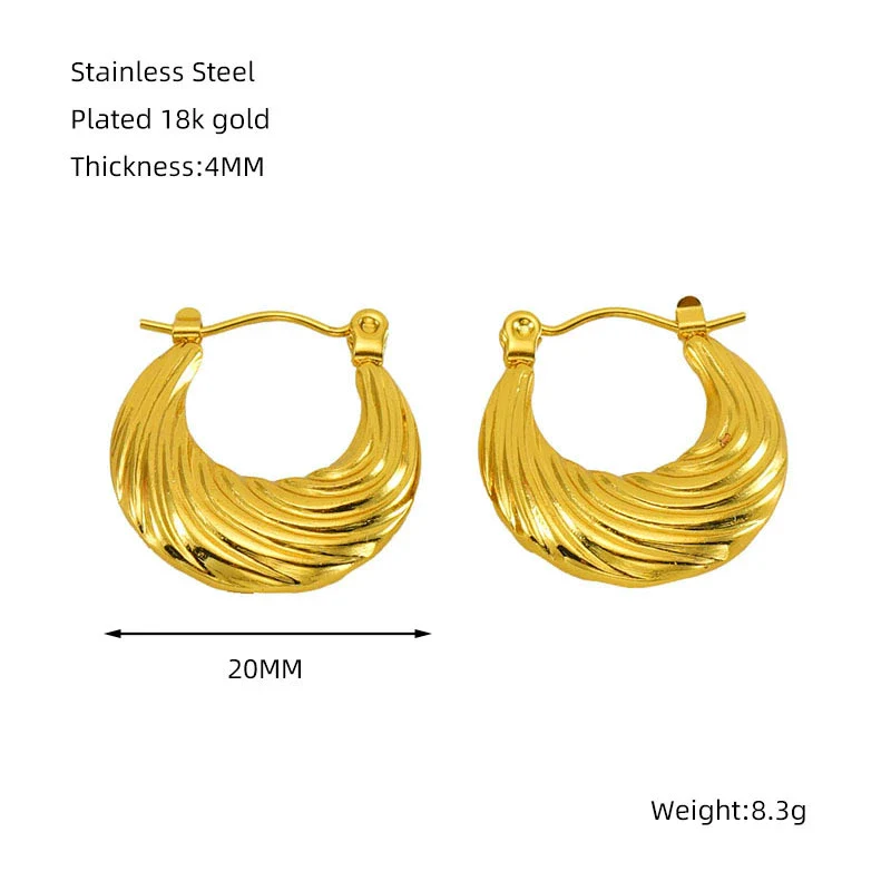 Women's 316L Stainless Steel Geometric Round Twist Electroplated Earrings - Image 11
