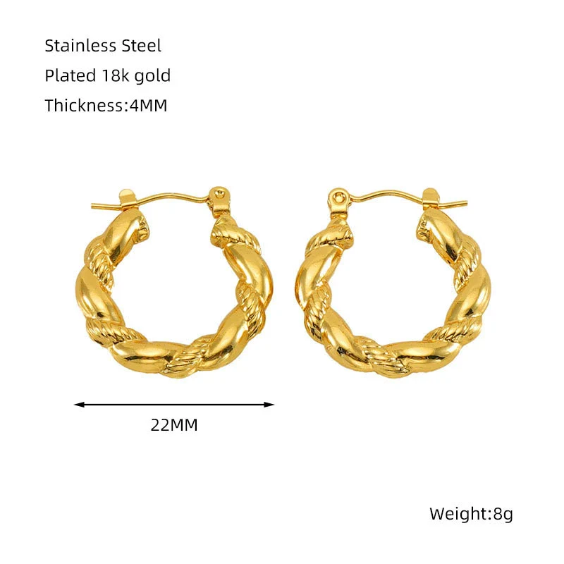 Women's 316L Stainless Steel Geometric Round Twist Electroplated Earrings - Image 6