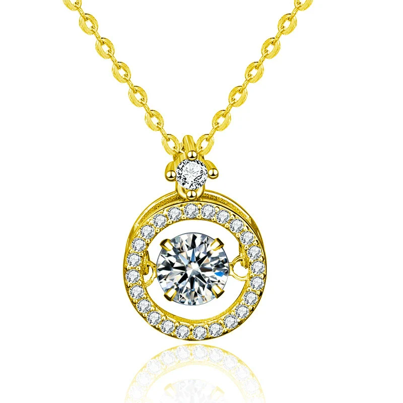 Women's Sterling Silver Geometric Beating Heart Pendant Necklace With Moissanite - Image 6