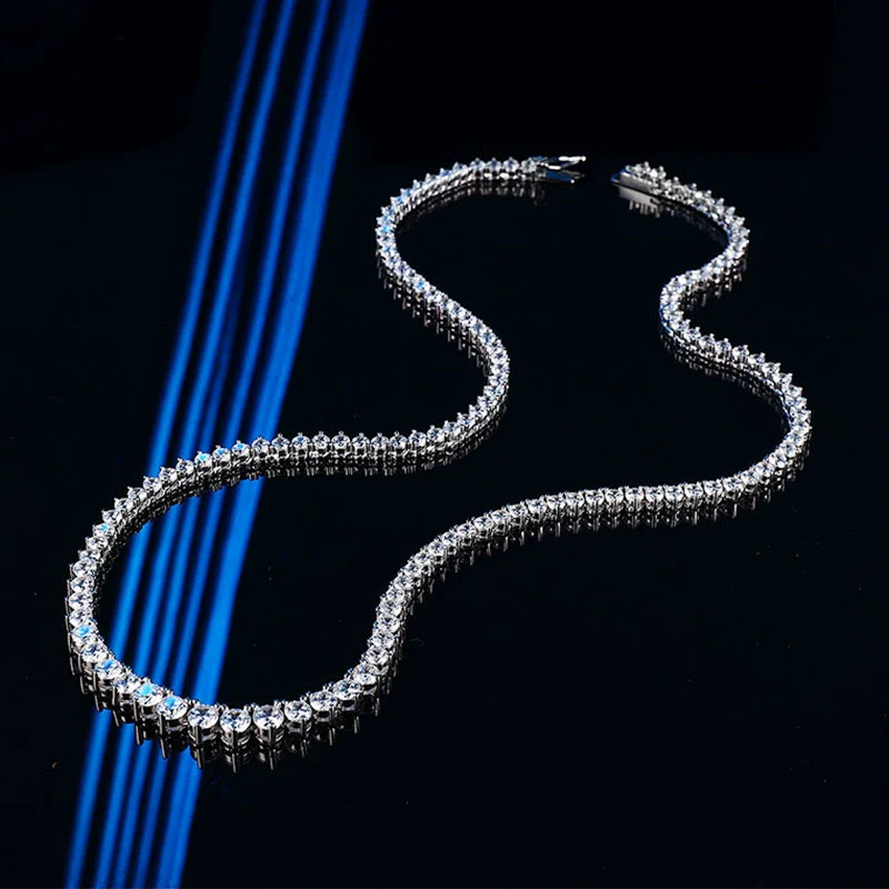 Women's Sterling Silver Geometric Moissanite Diamond Set Clavicle Necklace - Image 3