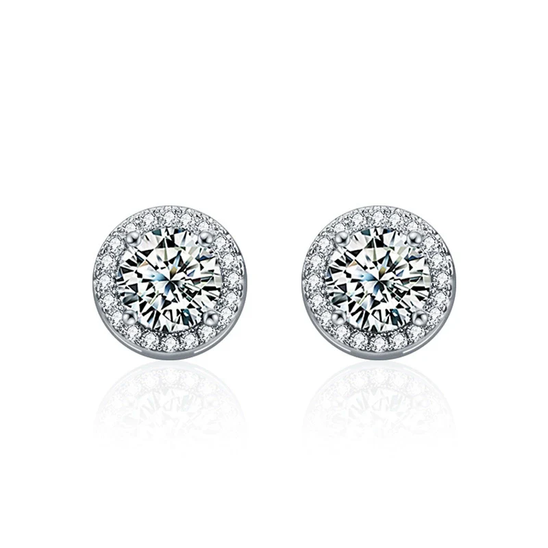 Women's Sterling Silver Moissanite Geometric Earrings Set With Diamonds - Image 4