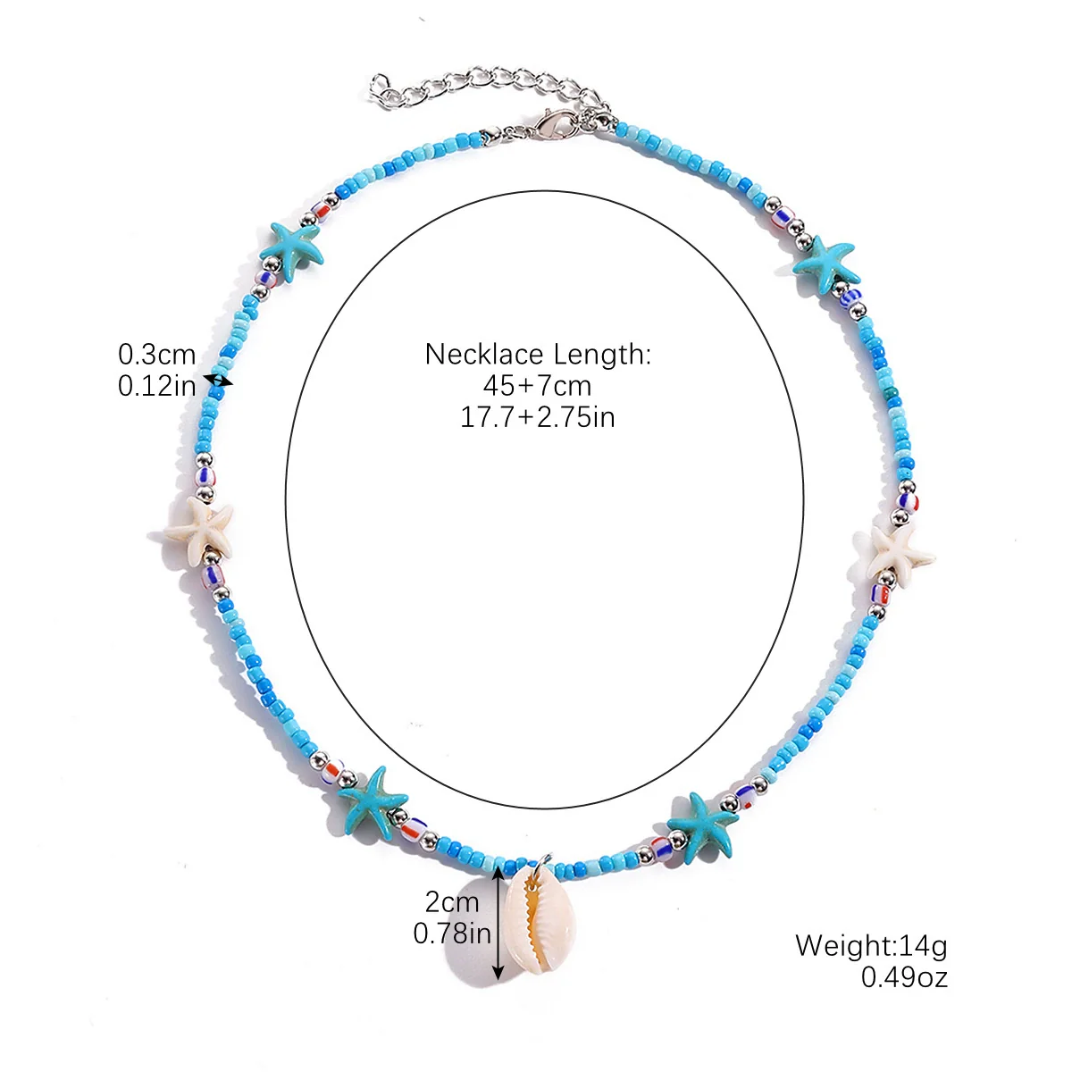 Women's Summer Alloy Geometric Irregular Blue Shell Clavicle Chain Necklace Electroplated Jewelry - Image 14