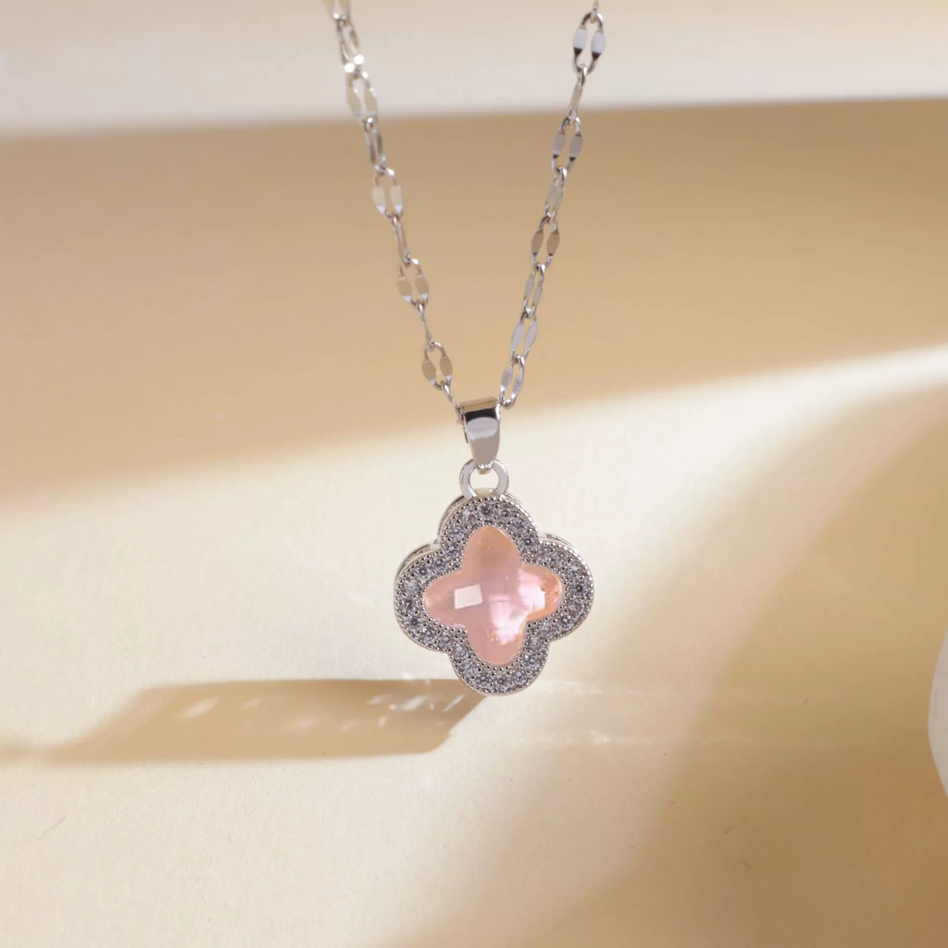Women's Sweet Style Titanium Steel And Copper Necklace With Fourleaf Clover Pattern And Real Gold Plating Treatment - Image 11