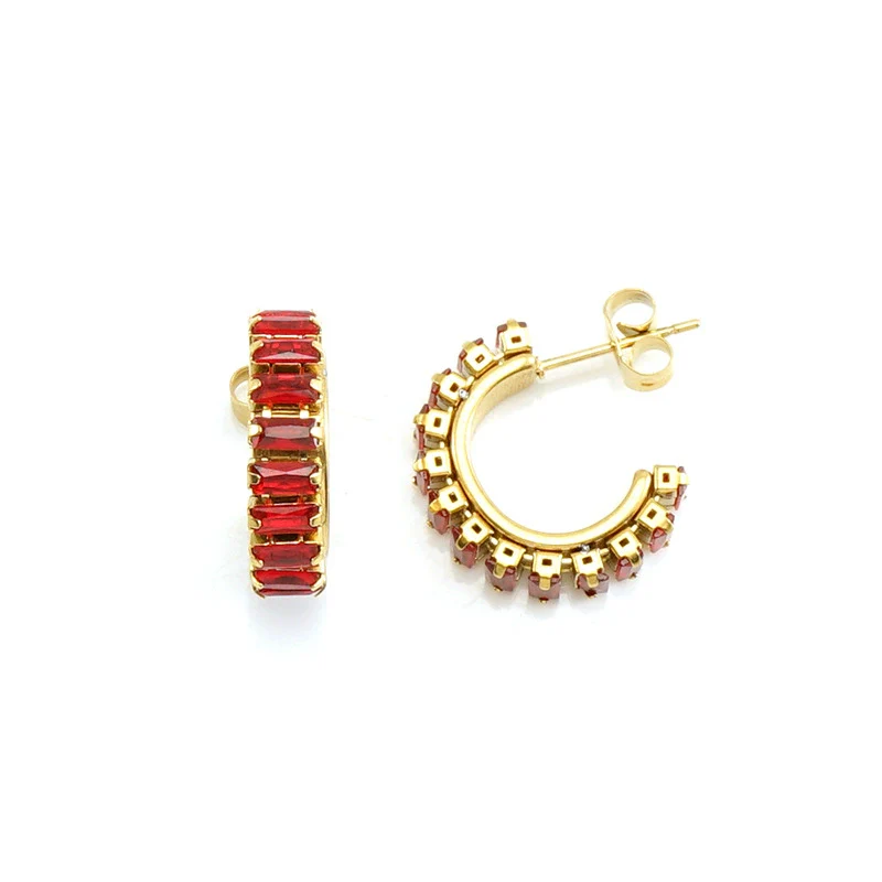 Women's Titanium Steel And 18K Gold Plated Cshaped Geometric Fashion Earrings With Electroplating Treatment - Image 6