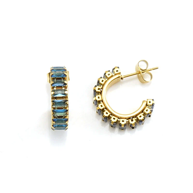 Women's Titanium Steel And 18K Gold Plated Cshaped Geometric Fashion Earrings With Electroplating Treatment - Image 9