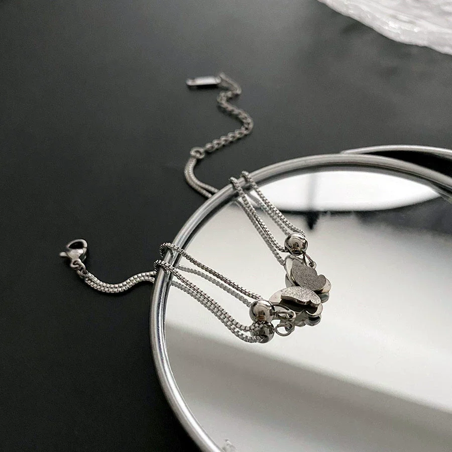 Women's Titanium Steel Butterfly Light Luxury Geometric Polished Bracelet - Image 3