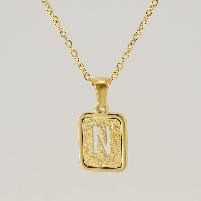 Women's 316L Stainless Steel Cross Chain Necklace With Hollow Letter Pendant - Image 19