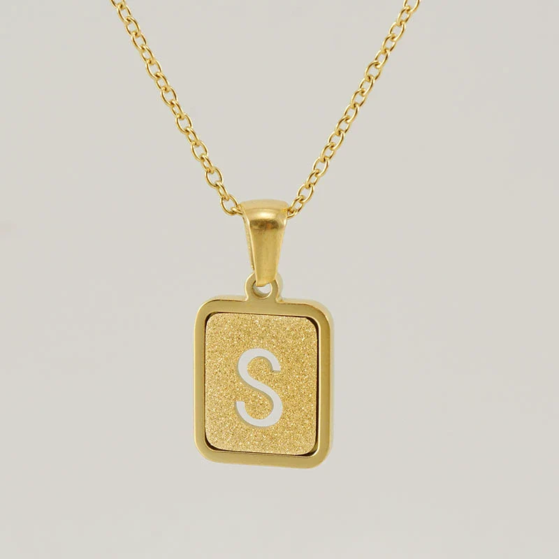 Women's 316L Stainless Steel Cross Chain Necklace With Hollow Letter Pendant - Image 24