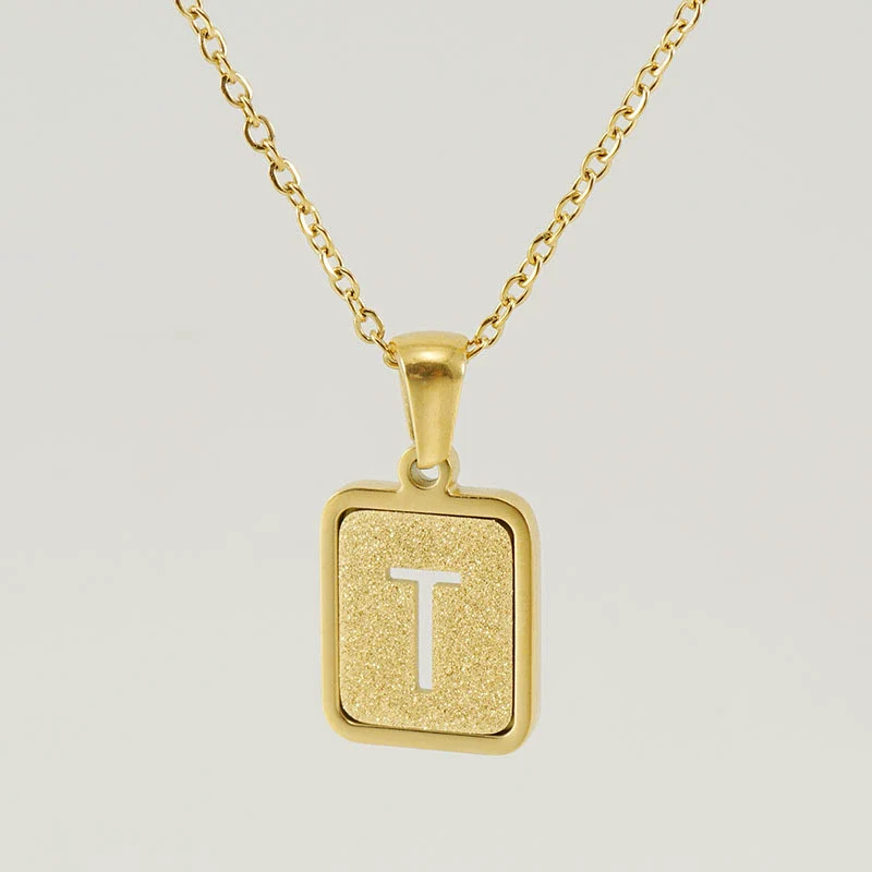 Women's 316L Stainless Steel Cross Chain Necklace With Hollow Letter Pendant - Image 25