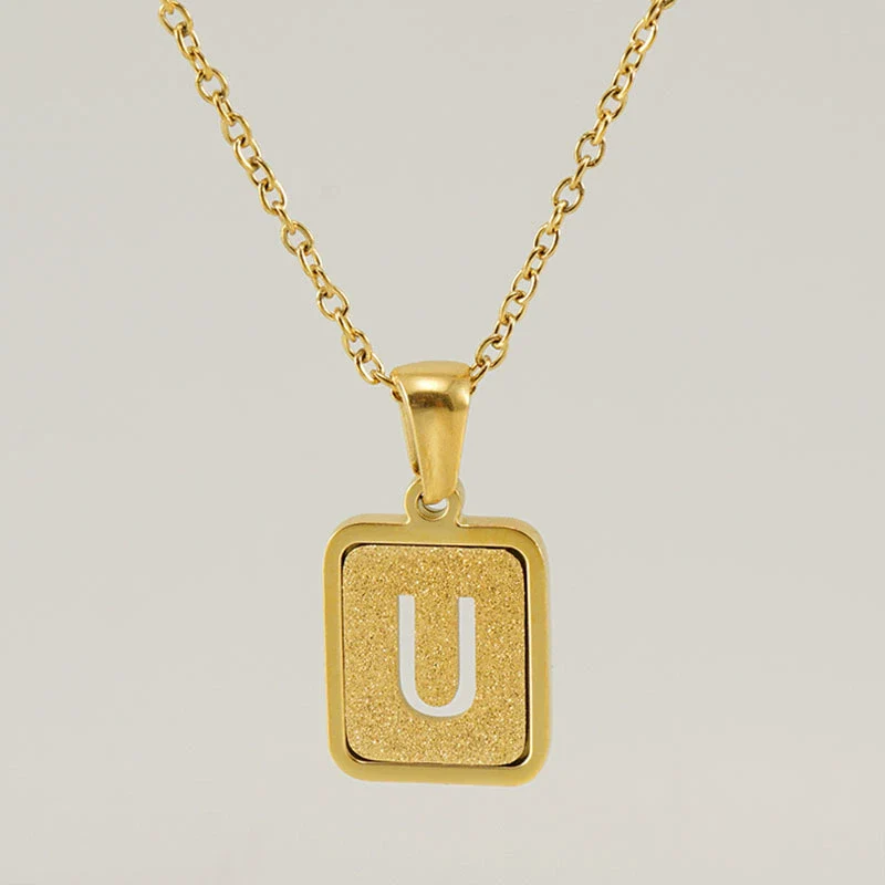 Women's 316L Stainless Steel Cross Chain Necklace With Hollow Letter Pendant - Image 26