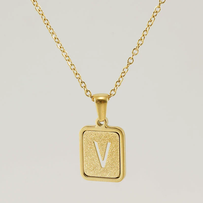 Women's 316L Stainless Steel Cross Chain Necklace With Hollow Letter Pendant - Image 27