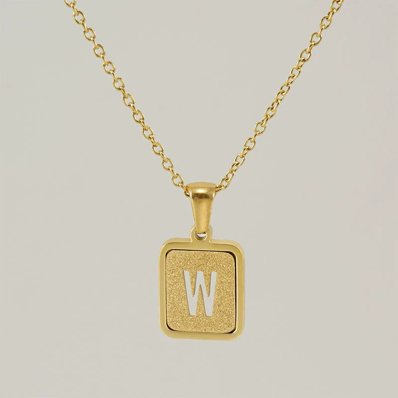 Women's 316L Stainless Steel Cross Chain Necklace With Hollow Letter Pendant - Image 28