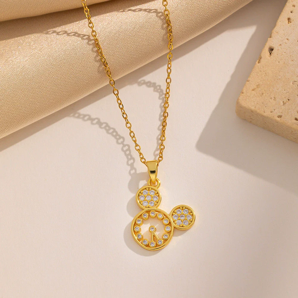 Women's Titanium Steel Cute Hollow Mouse Head Fashion Cartoon Character Ochain Necklace With Electroplating - Image 3