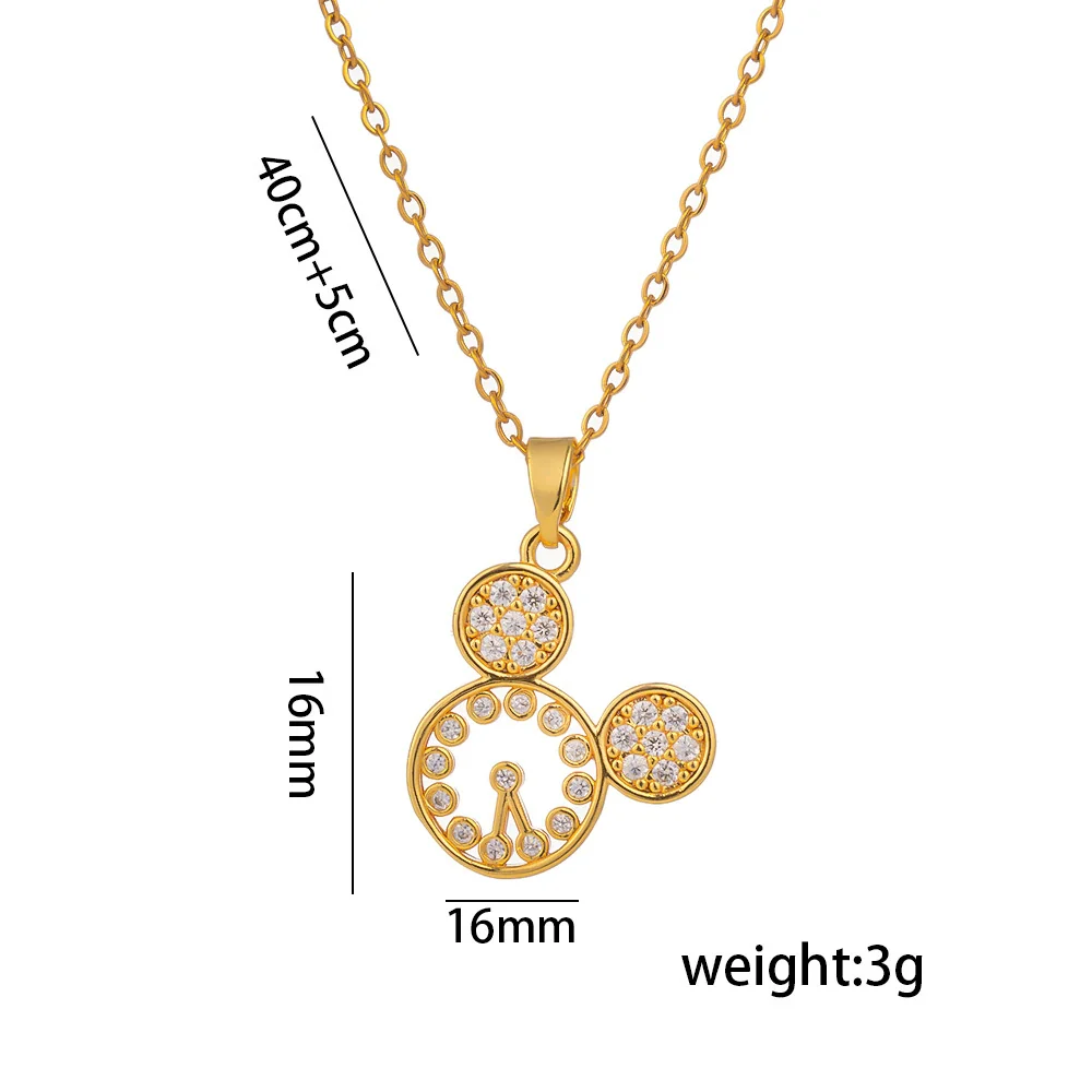 Women's Titanium Steel Cute Hollow Mouse Head Fashion Cartoon Character Ochain Necklace With Electroplating - Image 5